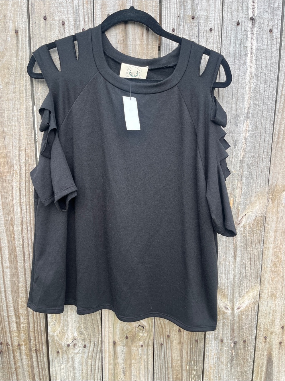 Fantastic Fawn Black Cold-Shoulder Short Sleeve Top